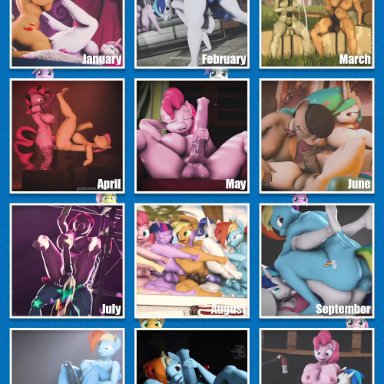 2019, 3d, 3d (artwork), 3d animation, ambiguous penetration, anal penetration, animated, anthro, apple bloom (mlp), applejack (mlp), balls, big breasts, big penis, blowjob, breasts