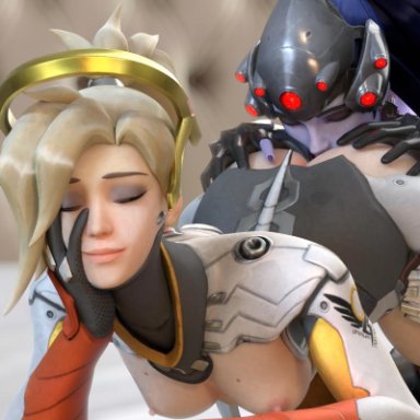 aetherischflucht, anal, ass lick, breasts, closed eyes, licking, licking pussy, mercy, nipples, overwatch, pussy lick, rimming, widowmaker, yuri