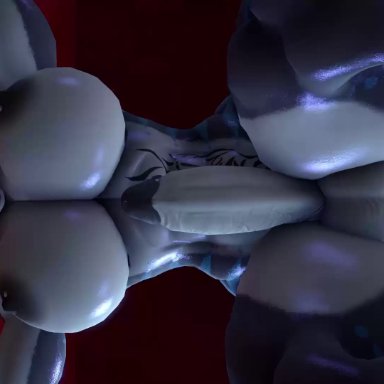 1boy, 1futa, 3d, animated, areolae, balls, big penis, bouncing breasts, breasts, dahsharky, dickgirl, erection, from behind, furry, futanari