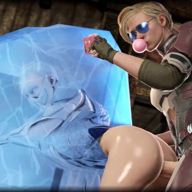 1futa, 1girls, 3d, animated, ass, big ass, cassie cage, dentol, dickgirl, from behind, frost (mortal kombat), futa on female, futanari, mortal kombat, mortal kombat 11