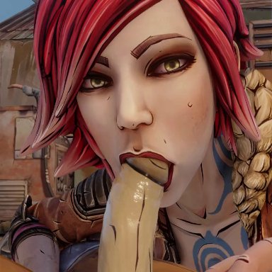 1boy, 1girls, 3d, animated, auxtasy, blowjob, borderlands, borderlands 3, fellatio, female, female focus, lilith (borderlands), looking at viewer, oral, oral penetration