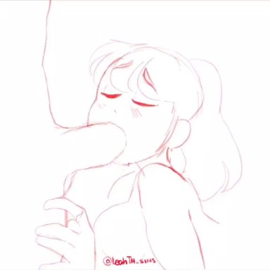 animated, artist self-insert, blush, blushing, breasts, cum, cum in mouth, cum inside, deepthroat, face fucking, fellatio, female, hand on head, head grab, irrumatio