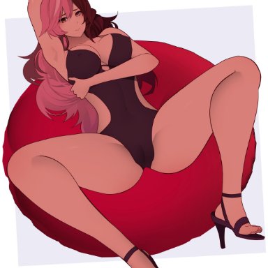 1girls, big breasts, breasts, cameltoe, cleavage, female, female only, large breasts, looking at viewer, nachocobana, neo (rwby), rwby, solo, spread legs