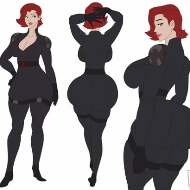 big ass, black widow, black widow (marvel), bootijuse, bootsijuse, cleavage, curvy, ginger, huge ass, lipstick, marvel, thick thighs, white background, wide hips