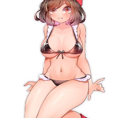 1girls, abs, alternate breast size, alternate outfit, ass, big breasts, bikini, blush, breast, breasts, cleavage, female, female protagonist (pokemon sm), hat, large ass