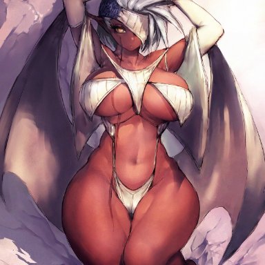 1girls, big breasts, breasts, character request, cleavage, copyright request, dark skin, dark-skinned female, female, female only, fumio (rsqkr), large breasts, looking at viewer, solo, thick thighs