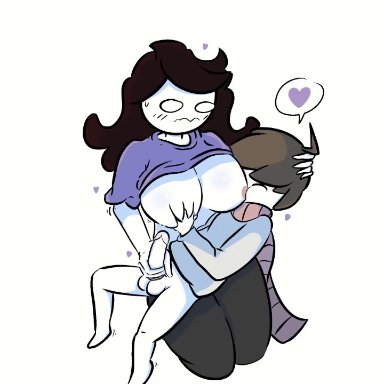 age difference, animated, big breasts, breast sucking, breastfeeding, female, hair, handjob, infantilism, jaiden animations, lactation, long hair, male, nursing handjob, penis