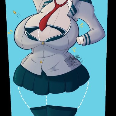 breast expansion, button pop, dotted line, lonely-labs, my hero academia, school uniform, tooru hagakure, white outline