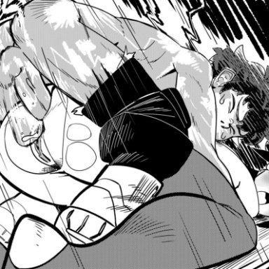 ahe gao, anal, big breasts, big penis, black and white, from behind, green hair, izuku midoriya, kenno arkkan, midnight (my hero academia), milf, my hero academia