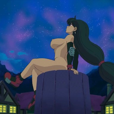 1:1, 1:1 aspect ratio, 1girls, animated, areolae, armwear, ass, bangs, big breasts, black hair, blinking, boots, breasts, butt crack, color