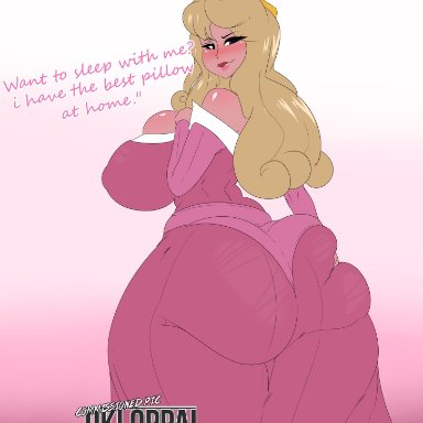 1girl, aurora, big ass, big breasts, blonde hair, disney, disney princesses, dress, okioppai, solo