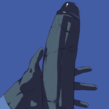 1boy, 2020, 5 fingers, animated, anthro, anthrofied, big penis, black body, black penis, black skin, blue background, blue body, blue skin, close-up, cum