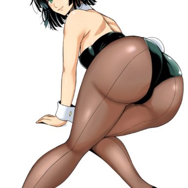 ass, big ass, black hair, bob cut, bunny ears, bunny girl, bunny tail, bunnysuit, female, female only, fubuki, fubuki (one-punch man), green eyes, haruhisky, high heels