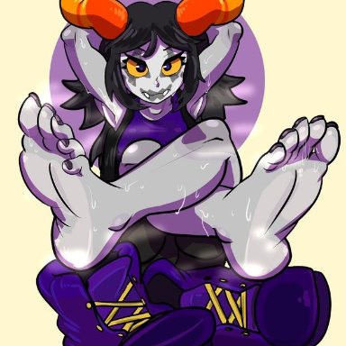 barefoot, feet, foot fetish, foot focus, homestuck, horns, ms paint adventures, soles, sweat, sweaty armpits, sweaty feet, tagme (artist), tazsia poemme, troll (homestuck), vast error