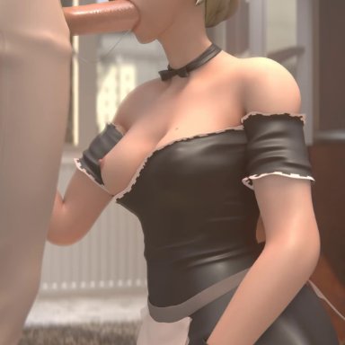 1boy, 1girls, 3d, animated, areolae, blender, blonde hair, blue eyes, breasts, cum, deepthroat, Dreamrider, fellatio, female, glasses