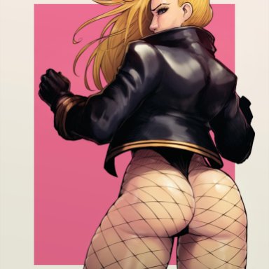 1girls, ass, big ass, birds of prey, black canary, blonde hair, devil hs, female, female only, fishnets, looking at viewer, looking back, solo