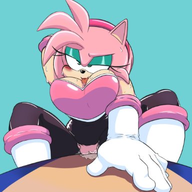 2020, 5 fingers, absurd res, amy rose, anthro, blush, bodily fluids, breasts, clothing, cosplay, cowgirl position, eulipotyphlan, female, fingers, first person view