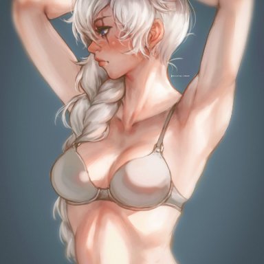 1girls, abs, big breasts, bra, breasts, cleavage, female, female only, large breasts, muscles, muscular, muscular female, prinzkuon, rwby, solo