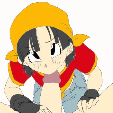 1boy, 1boy1girl, 1girls, animated, ass, bandana, black, clothing, deepthroat, dragon ball, dragon ball gt, fellatio, hair, pan (dragon ball), red shirt