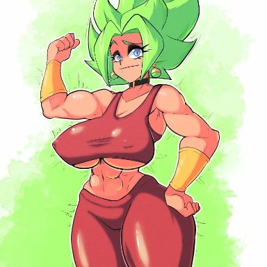 1girls, bigmoneyjugs, blue eyes, cameltoe, cleavage, curvy, dragon ball, dragon ball super, erect nipples, female, huge areolae, huge ass, huge breasts, kefla, muscular female