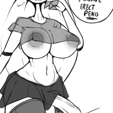 1futa, 3 fingers, abs, alien, antennae, anthro, anthrofied, areolae, big breasts, big penis, blush, breasts, clothes, dialogue, dickgirl