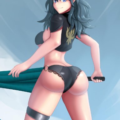 1girls, big ass, bikini, blue eyes, breasts, byleth (female), eye contact, female, fire emblem, fire emblem: three houses, zelc-face