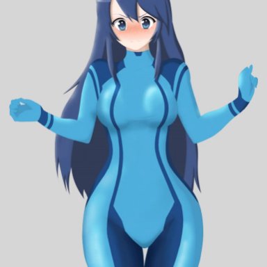 animated, ass expansion, blue eyes, blue hair, blush, bodysuit, breast expansion, curvy, edit, embarrassed, fire emblem, fire emblem: awakening, gif, hourglass figure, huge ass