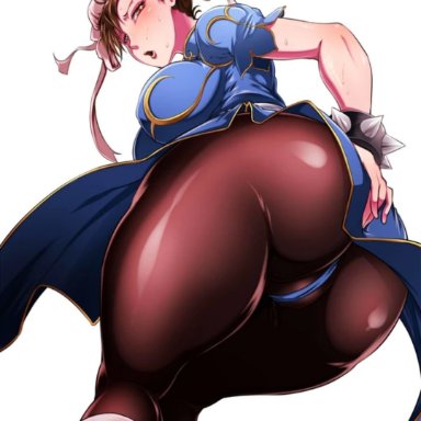 big ass, big breasts, brown eyes, brown hair, capcom, chinese clothes, chun-li, exposed pussy, female, female only, hair bun, long hair, solo, solo female, solo focus