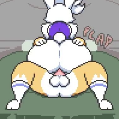 1boy, anal, anal sex, animated, bed, bunny girl, countmoxi, cowgirl position, dainapp, female, from behind, furry, interspecies, lagomorph, onomatopoeia