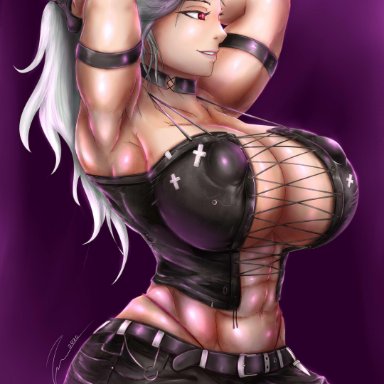 1girls, abs, armpits, breasts, cleavage, dorohedoro, erect nipples, female, female only, huge breasts, muscles, muscular, muscular female, nipples, noi (dorohedoro)