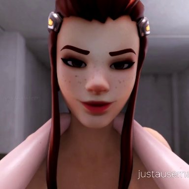 2futas, 3d, against wall, animated, areolae, ass, big breasts, big penis, blender, blonde hair, breasts, brigitte, d.va, dickgirl, erection