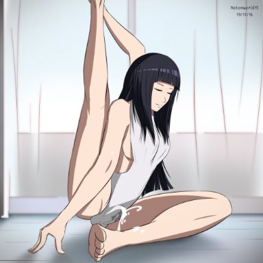 black hair, breasts, buldge, busty, cgreyvedits, cum, curvy, curvy figure, dickgirl, ejaculation, feet, feet up, futa only, futanari, hyuuga hinata