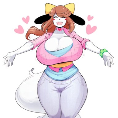 1girls, big thighs, canine, furry, heart, holly applebee, huge breasts, large breasts, milf, original character, solo, tail, theycallhimcake, thick thighs, wide hips
