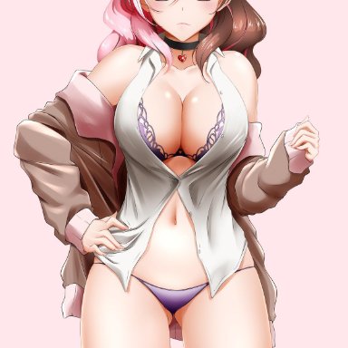 1girls, big breasts, breasts, cleavage, female, female only, kimmy77, large breasts, looking at viewer, neo (rwby), panties, rwby, solo