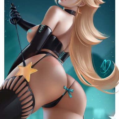 1girls, ass, big ass, big breasts, breasts, cleavage, female, female only, large breasts, looking at viewer, looking back, nintendo, olchas, panties, princess rosalina