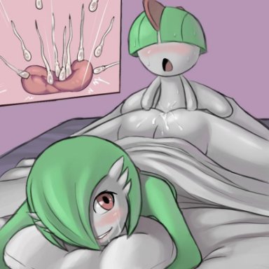 1boy, 1girls, age difference, anthro, anthrofied, ass, cum in pussy, cum inside, edit, edited, from behind, gardevoir, impregnation, incognitymous, interspecies