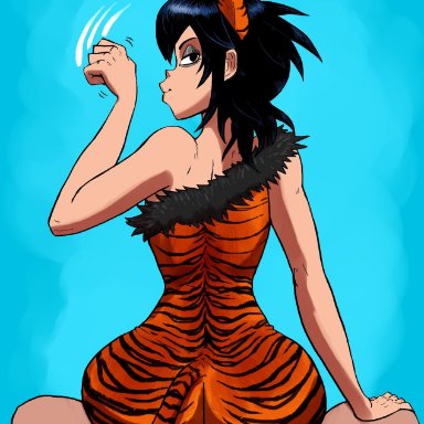 assjob, buttjob, female, gorillaz, noodle, outta sync, short hair, tagme, tail, tiger print