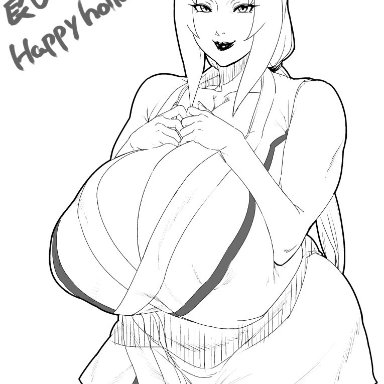 female, huge breasts, lipstick, mature female, milf, naruto, numahana, plump, presenting, thick, thick thighs, tsunade, voluptuous