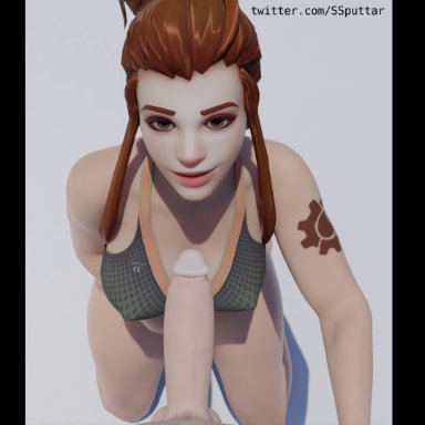 animated, big breasts, big penis, blowjob, brigitte, deepthroat, overwatch, webm