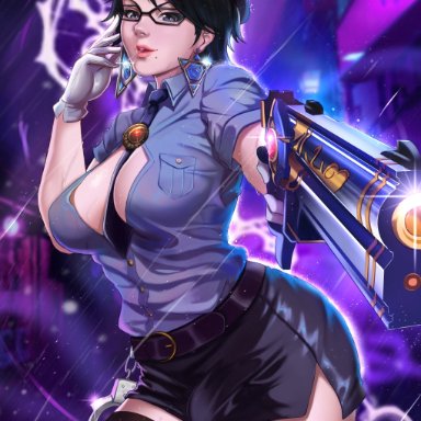 1futa, bayonetta, bayonetta (character), big breasts, breasts, bulge, cleavage, dickgirl, erection under clothes, exlic, futa only, futanari, large breasts, looking at viewer, penis