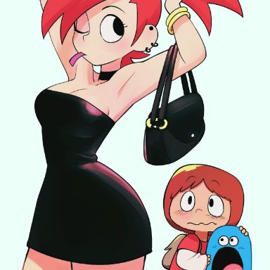 clothed, colo, colodraws, dress, female, foster's home for imaginary friends, frankie foster, ponytail, red hair, solo focus, tight clothing