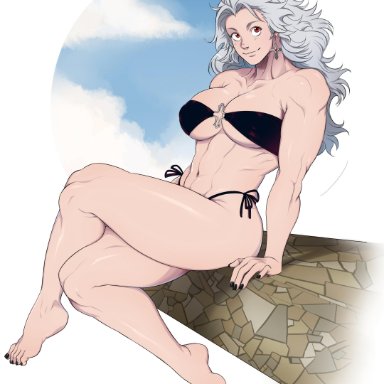 1girls, barefoot, bikini, breasts, busty, cleavage, devilfruitcake, dorohedoro, earrings, feet, female, huge breasts, legs, long hair, looking at viewer