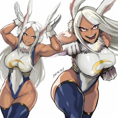 1girls, big breasts, breasts, cleavage, female, female only, large breasts, looking at viewer, miruko, muscles, muscular, muscular female, my hero academia, rumi usagiyama, shibusun