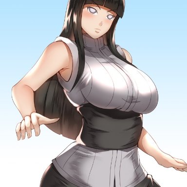 big breasts, blue hair, clothed female, female, female only, haryu (artist), hyuuga hinata, lavender eyes, long hair, naruto, naruto: the last, solo, solo female, solo focus