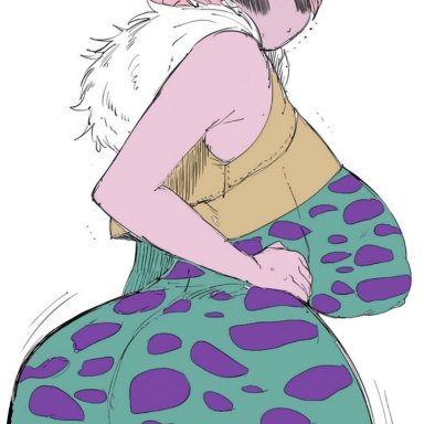 ass, big ass, black sclera, blush, bodysuit, breasts, coffing (artist), horns, huge ass, huge breasts, looking back, mina ashido, my hero academia, orange eyes, pink hair