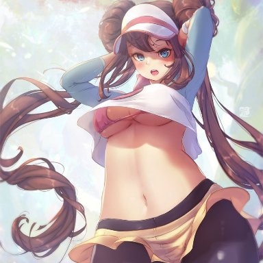 1girls, alternate breast size, big breasts, blue eyes, brown hair, female, hair bun, human, long hair, looking at viewer, mitsuart, nintendo, nipples, nipples visible through clothing, patreon