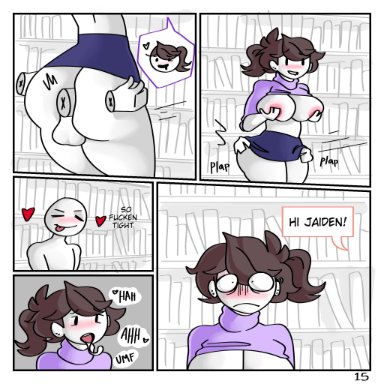 anal, anor3xia, comic, glory hole, grabbing from behind, jaiden, jaiden animations, library, skirt lift