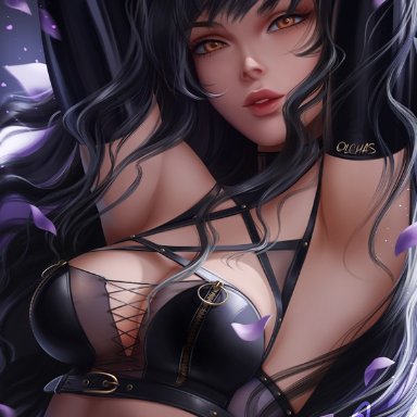 1girls, big breasts, blake belladonna, breasts, cleavage, female, female only, large breasts, looking at viewer, olchas, rwby, solo