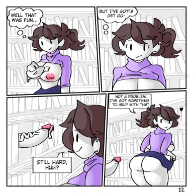 anor3xia, big ass, big breasts, big penis, brown hair, glory hole, jaiden animations, library, skirt lift