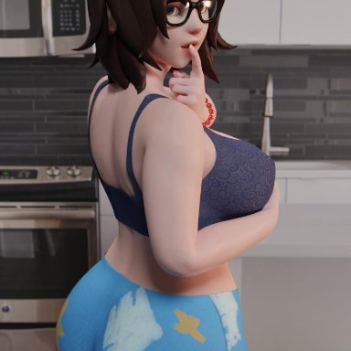 3d, big breasts, blender, female, huge ass, mei (overwatch), overwatch, pajamei, voxxem